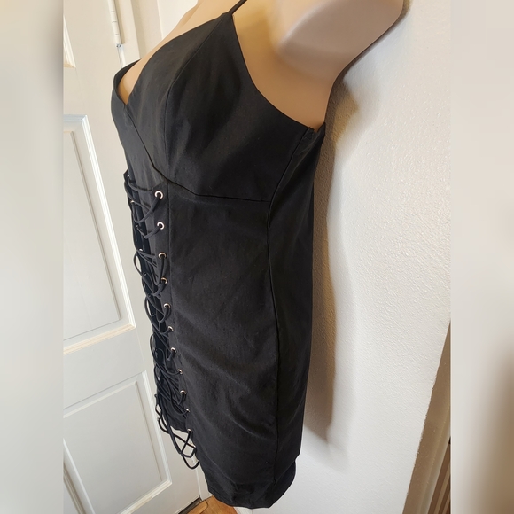 HAUTE FOX Black Lace-Up Mini Dress Plus Size - Picture 4 of 12